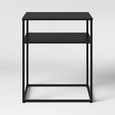 Modern Black Metal End Table / Storage Stand
