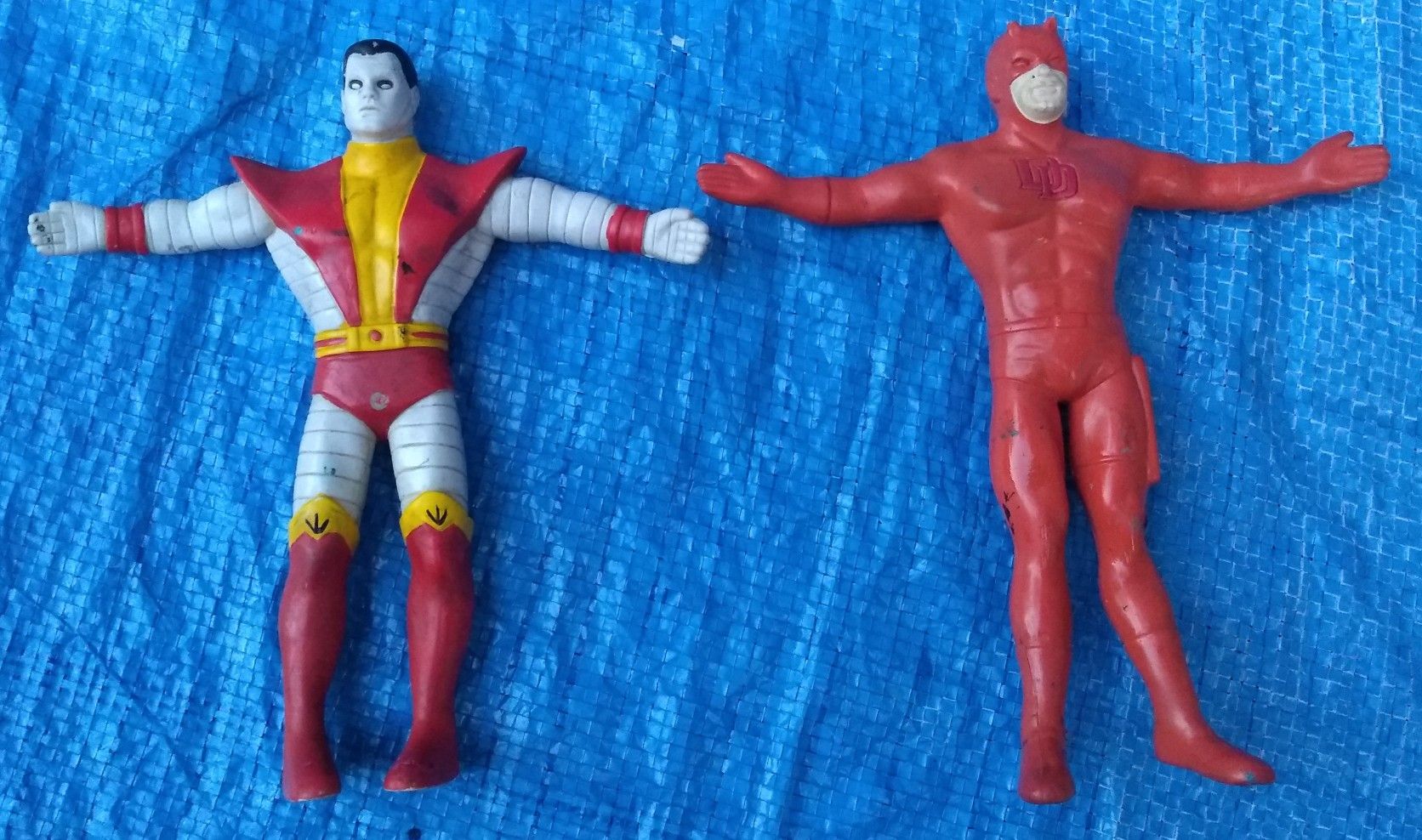 1991 Justoys Marvel Bendable Action Figure Lot Colossus & Daredevil Vintage Collectible