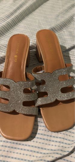 Rhinestone Embellished Slide Sandals