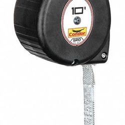 CONDOR Self-Retracting Lifeline: Steel Carabiner Anchor, Harness 10 ft