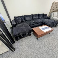 Black U Shape Sofa Sectional - Atlanta Same Day Delivery 