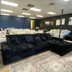Black Corduroy Plush Sectional Colors Available 
