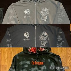 3 large zip up hoodies darc sport civil regime