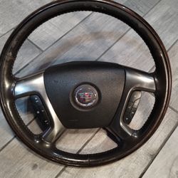 2008 To 13 Cadillac Escalade Steering Wheels With Woodgrain Trim In Black