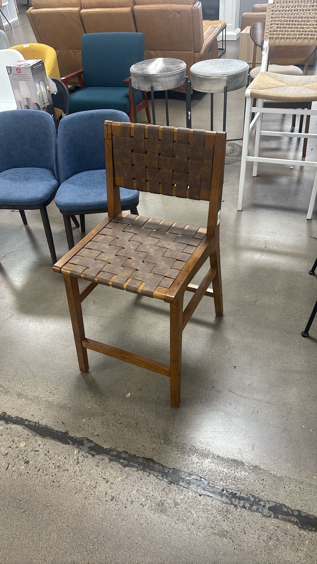 Oslo 25”H Faux Leather Woven Counter Stool