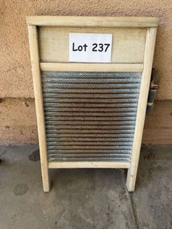 21" Metal Washboard Wood Frame
