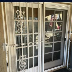 Big White Solid Metal Patio Gate Door Security Cover