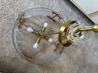 Modern Gold & Clear Acrylic 5-Light Chandelier – Like New