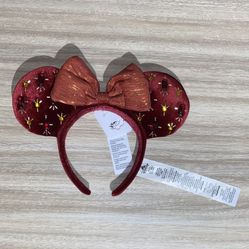 New Disney Parks Minnie Mouse Ears Velvet Jewels Bow Gold Metallic