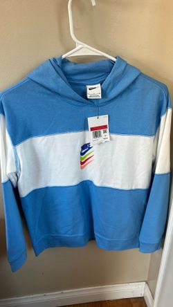 Nike NSW DNA Stacked Swoosh Cropped Hoodie Blue White Womens Sz L NWT