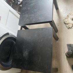 Set of 2 Black Square Side Tables