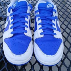 Like New! Nike Dunk Low Retro SE Jordans Men's Blue And White Sneakers/Shoes Size 9.5 