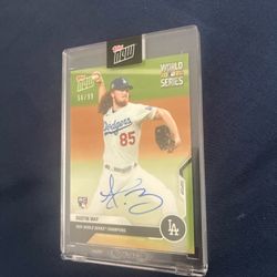 Los Angeles Dodgers pitcher Dustin may autographed card