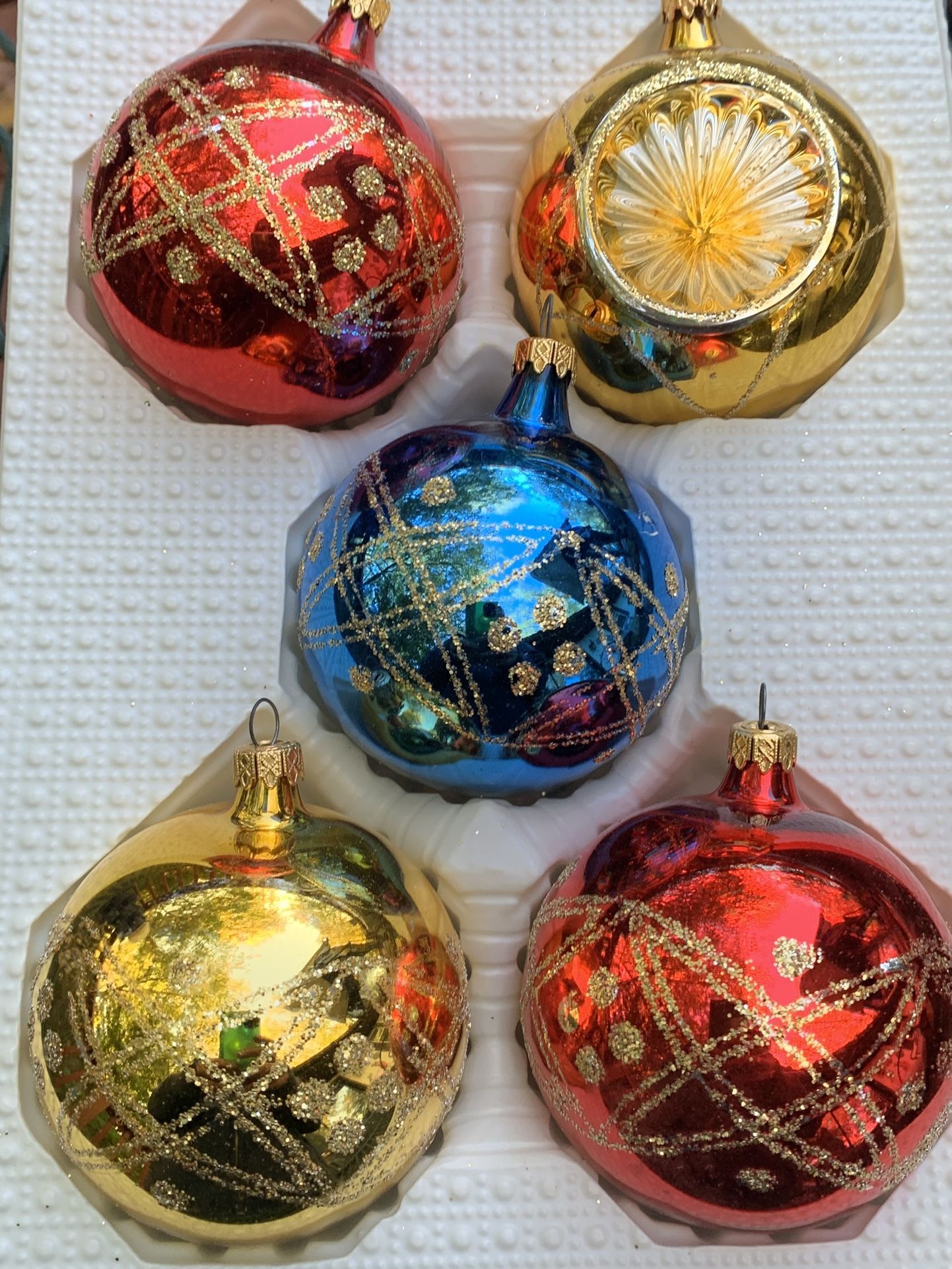 Vintage Mercury Glass Christmas Ornament Set By Kurt S.Adler 