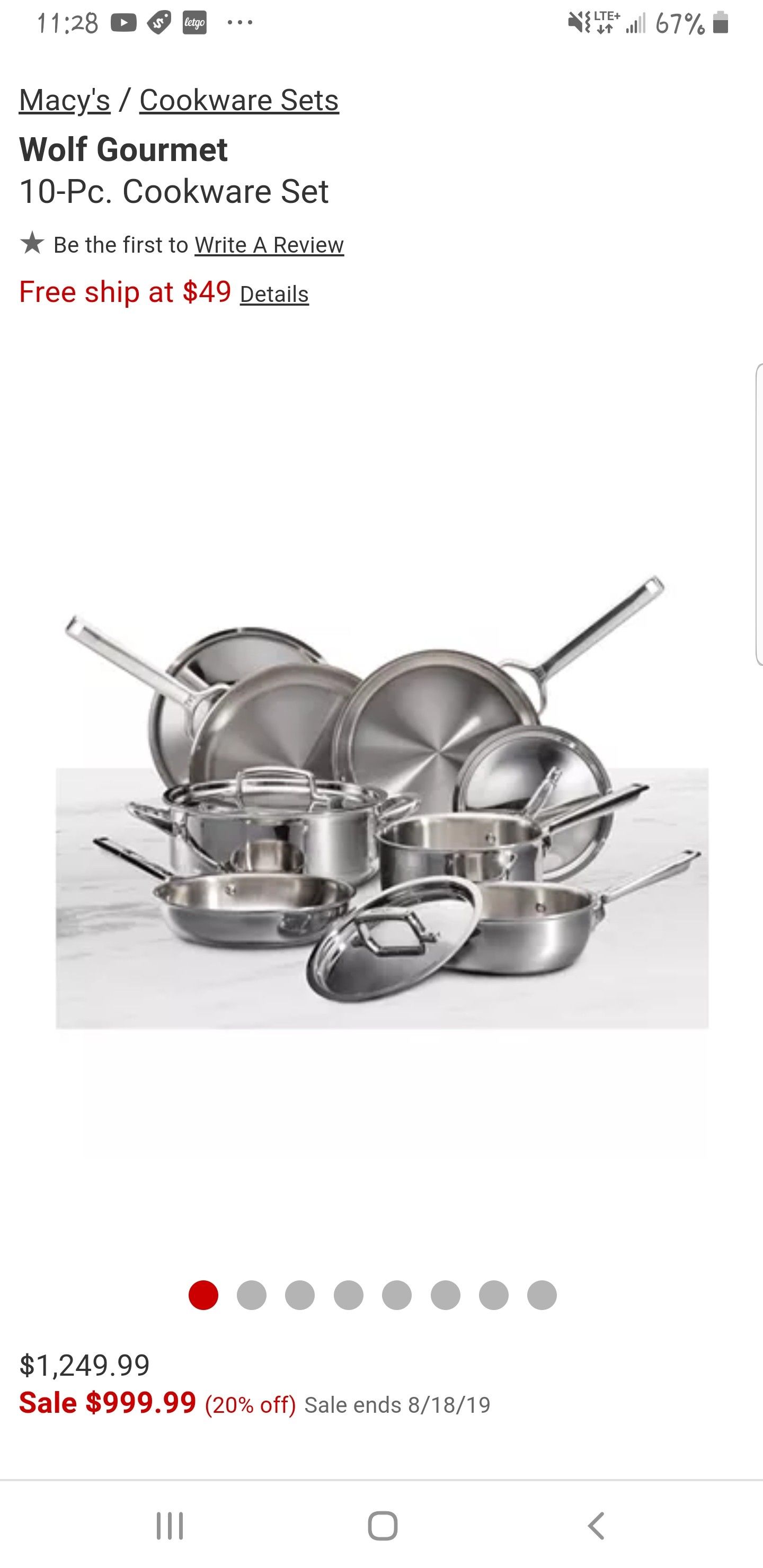 Cookware set stainless steel 10 piece set
