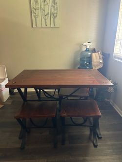 Wood and Metal Dining Table with 4 Stools ( From Ashley’s Furniture)
