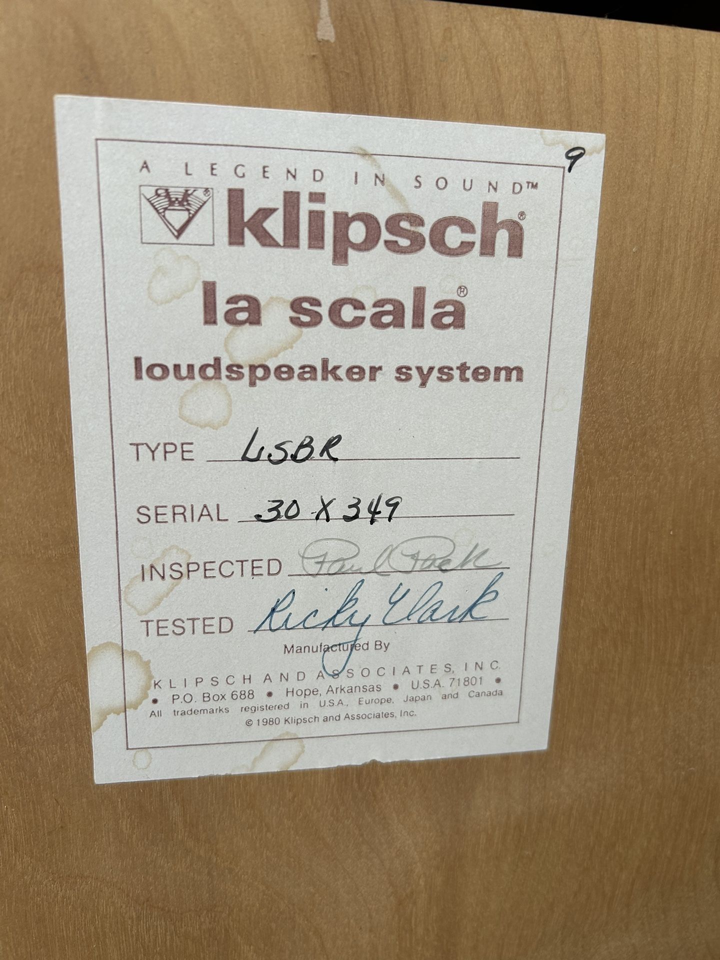 Klipsch La Scala speakers