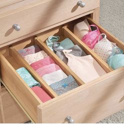 6 Pack Bamboo Drawer Spring Loaded Drawer Organizers 