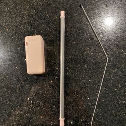 Stainless Steel Collapsible Straw with Pink Case
