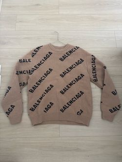 “Balenciaga All Over Logo Crewneck ‘Beige/Black’”