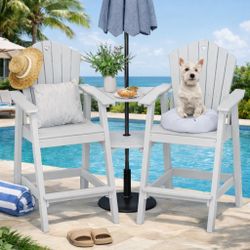 Tall Adirondack Chair Set of 2, All Weather HDPE Bar Height Adirondack Chair with Double