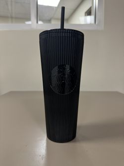 Starbucks 2024 Black Pleated Metallic Core New 24oz Tumbler 