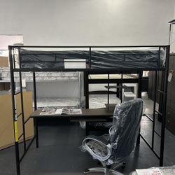 Twin Metal Loft Bed With Desk MEMORIAL DAY WEEKEND SALE 