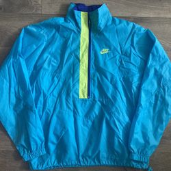 Nike Air Vintage Running Light Windbreaker Jacket Large Neon Blue 90s White Tag