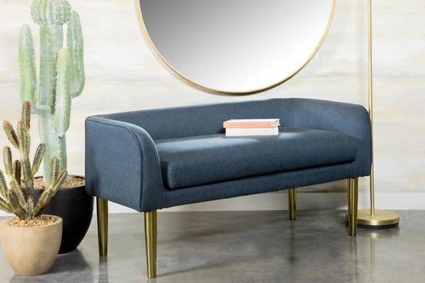 Blue Upholstered Accent Bench!! Lowest Prices Ever!