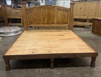 Rustic Solid Wood King Bed Frame