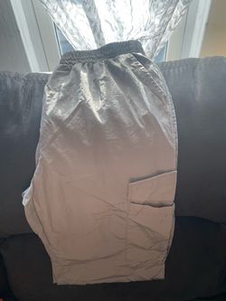 Light Gray Cargo Pants with Elastic Waist