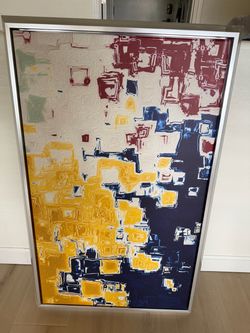 Large Abstract Canvas Wall Art Silver Frame
