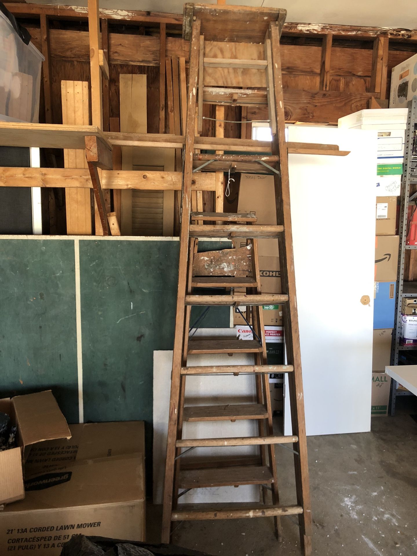 7 Ft (87 Inches) Wooden Vintage Ladder Goshen Churn & Ladder Inc wood