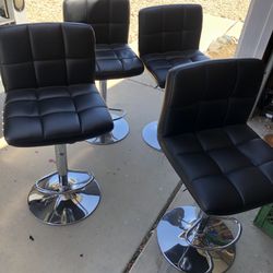Bar stools - adjustable swivel, leather dining chairs, 4 Each