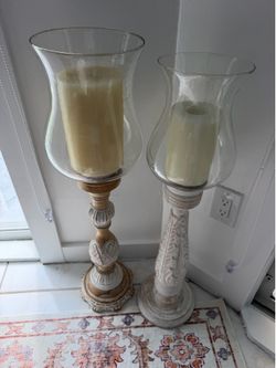 Pier one crystal & wood candle