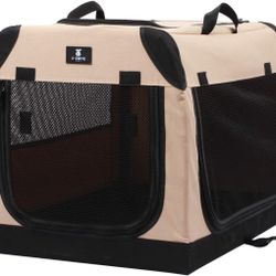 X-ZONE PET Foldable Soft Dog Crate 3-Door Pet Kennels for Dogs and Cats Sturdy Durable Pet Crate for Travel,Indoor&Outdoor Use Multiple Sizes (32-Inch