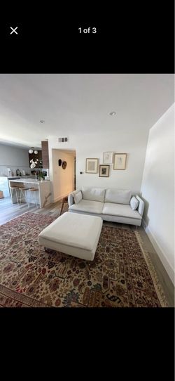 IKEA SÖDERHAMN 2-Seater Sofa + Ottoman I Light Grey