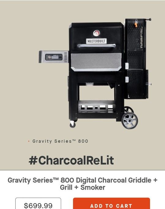 Masterbuilt digital gravity series 800 charcoal grill + smoker NEW