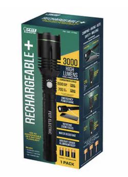 3,000 Lumen LED Flashlight with Rechargeable Batteries and 3 “C” Batteries