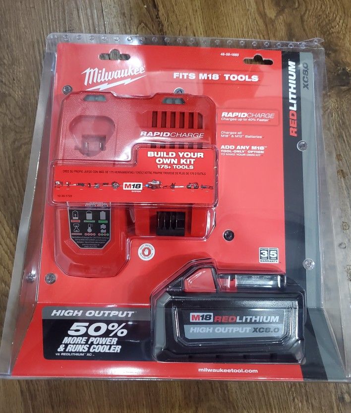 Milwaukee M18 Battery 8.0ah Rapid Charger 
