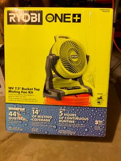 Ryobi 18V 7.5" Bucket Top Misting Fan Kit