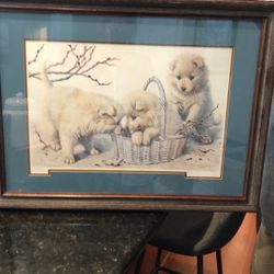 Samoyed Framed Basket Case Signed Print