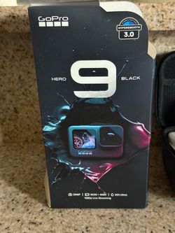 GoPro HERO9 Black camera. Comes with rechargeable battery and case. Includes charging cable and mount. $280