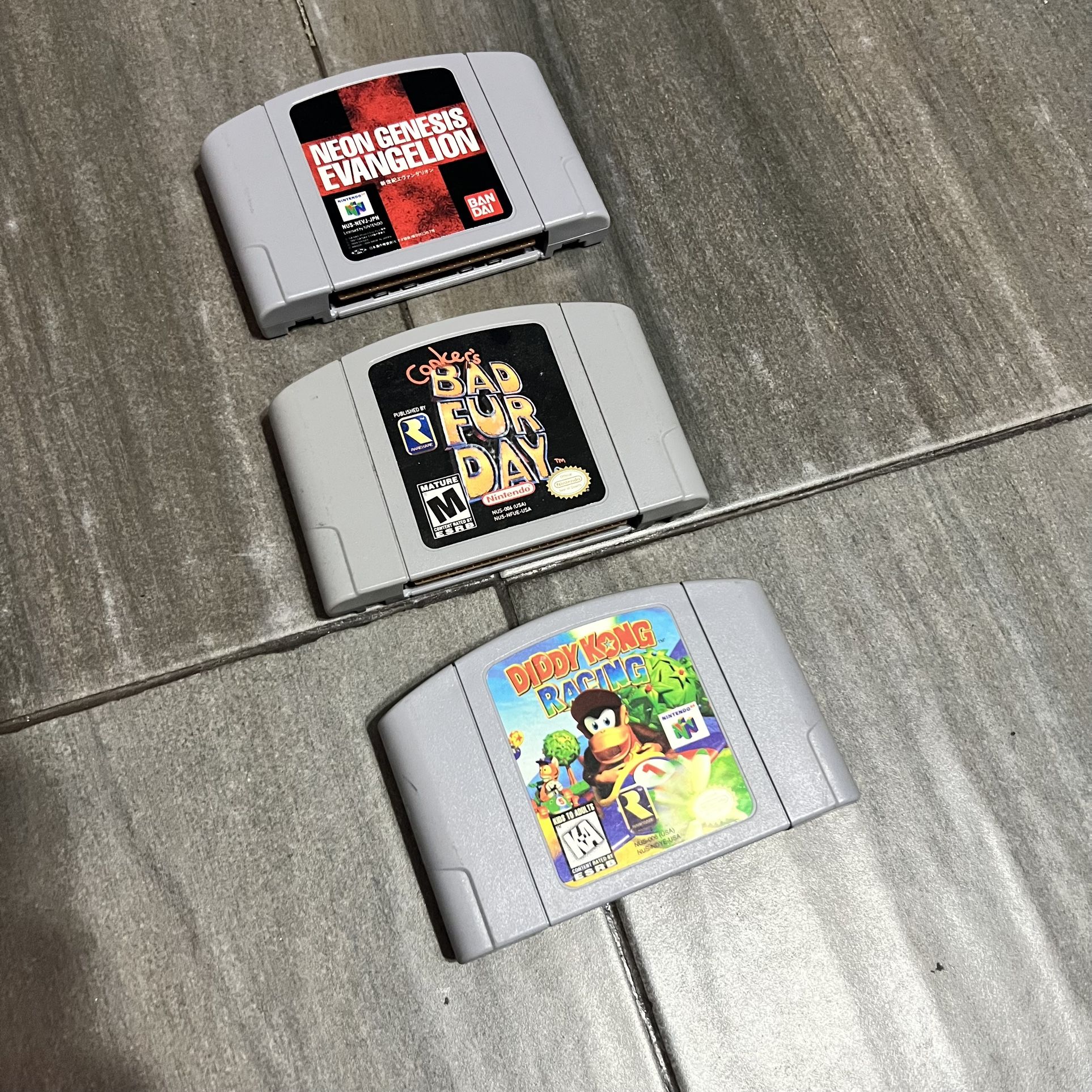 Nintendo 64 N64 Video Games - Conker’s Bad Fur Day, Neon Genesis Evangelion, Diddy Kong Racing