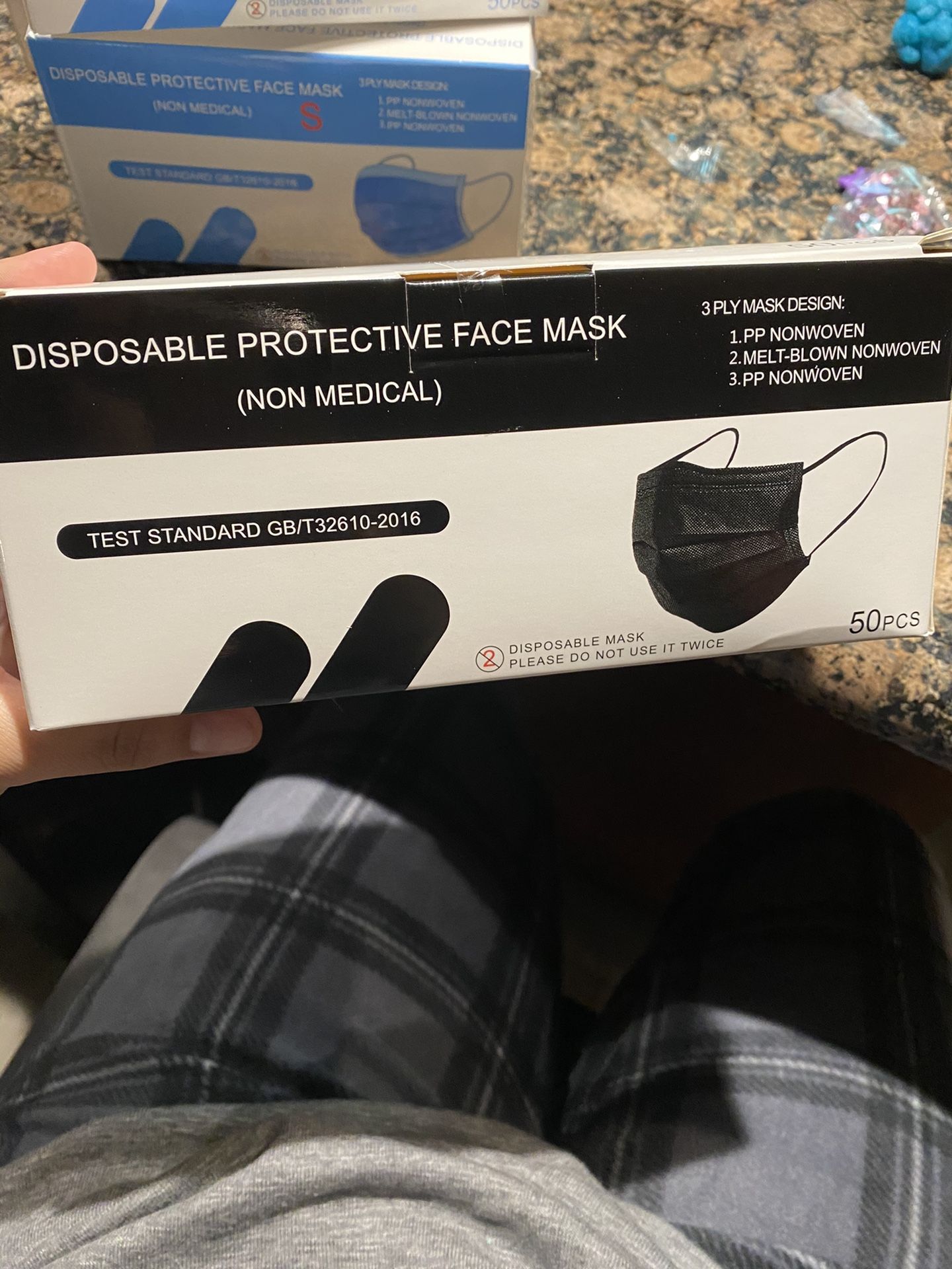 Black disposable face masks