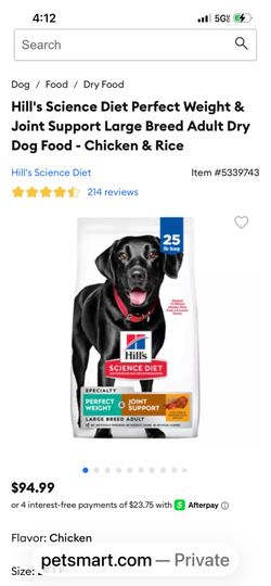 Hill's Science Diet Perfect Weight & Joint Support Large Breed Adult Dry Dog Food - Chicken & Rice