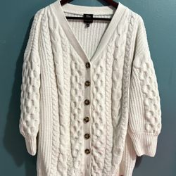 Derek Heart Women's Cardigan Plus Size 1x Cable-knit Crochet Style Sweater