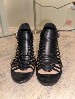 Black Strappy Gladiator Heeled Sandals
