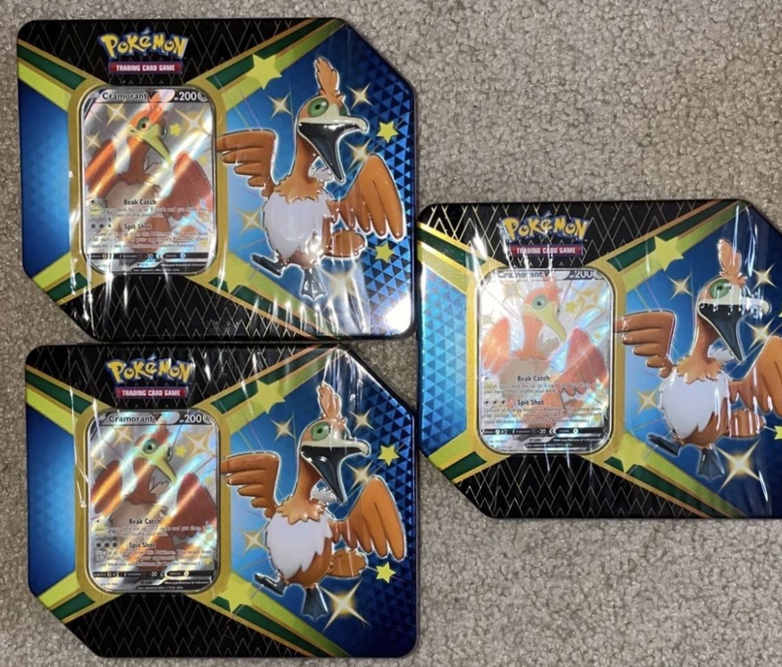 Pokémon Shining Fates Cramorant Tins x3