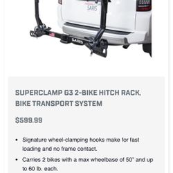 SUPERCLAMP G3 2-BIKE HITCH RACK, BIKE TRANSPORT SYSTEM